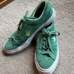 Converse Green Suede Low-Top Sneakers with Star Accent